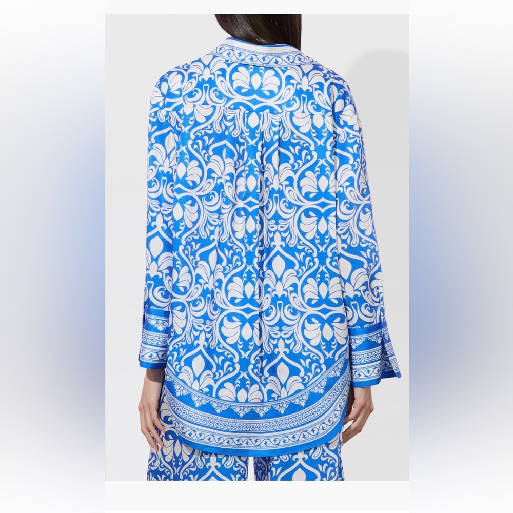 Alice +‎ Olivia Kiva Oversize Mixed Print Button-Up Shirt top blouse medium NWT - Picture 2 of 4